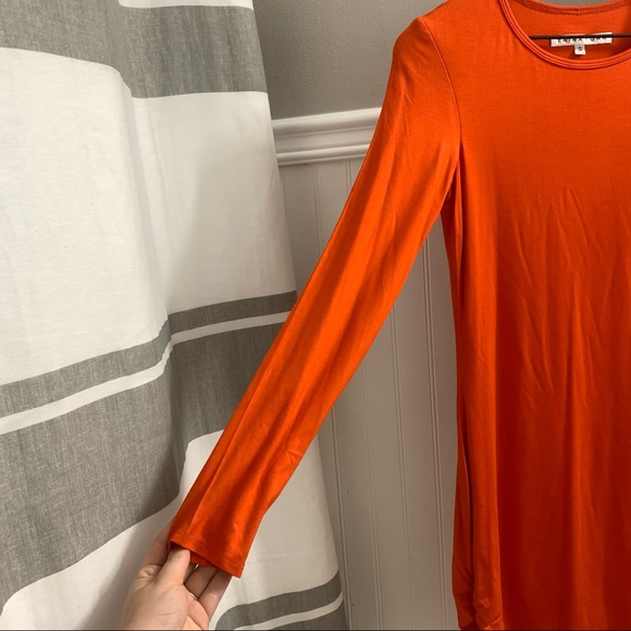 TRINA TURK Poppy Orange Romana Long Sleeve Shirred Ruched Dress Small R141730 - Picture 5 of 15